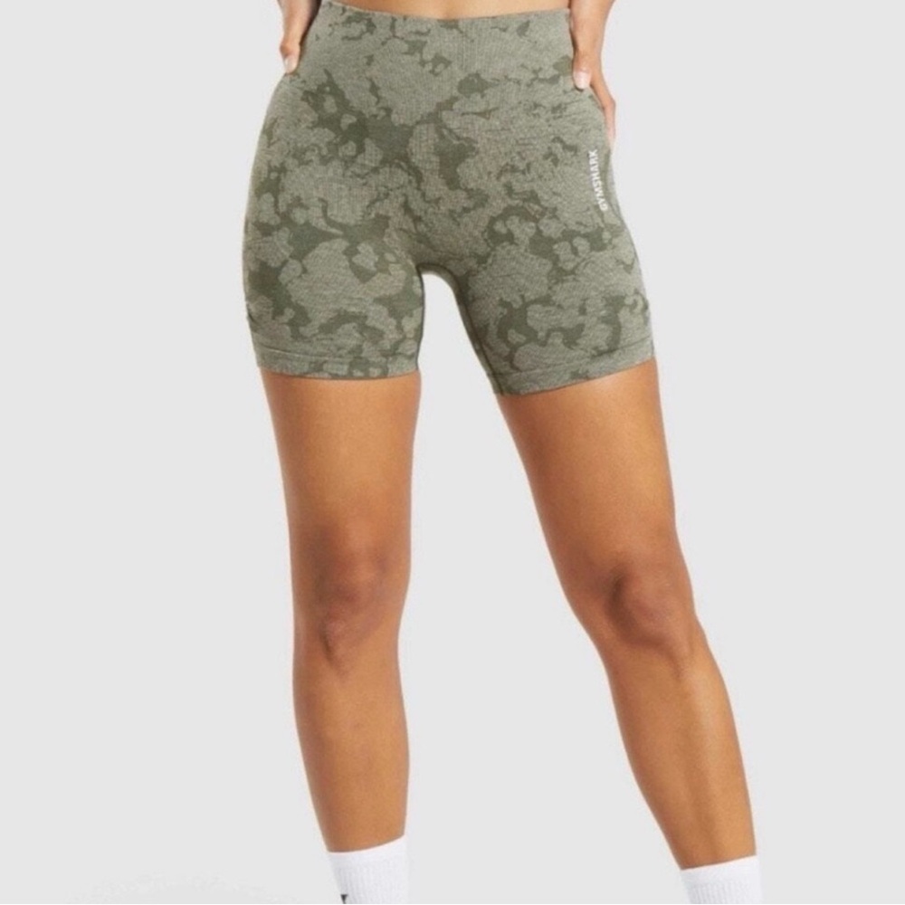 Gymshark Olive Green Camo High-Rise Women's Bike Shorts